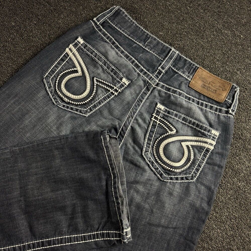 Big Star Jeans Womens 30L Orion Dark Wash Mid Rise Bootcut Embroidered Denim